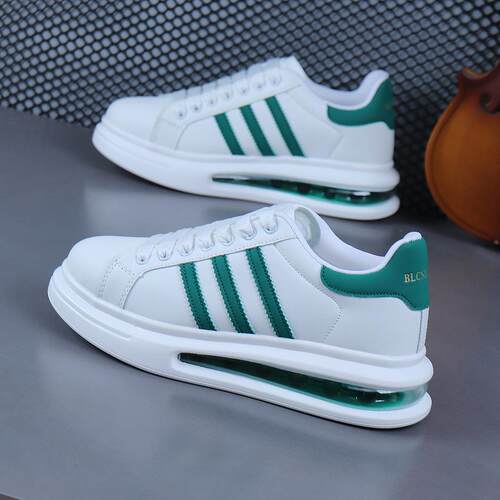 气垫增高减震休闲板鞋三条杠板鞋