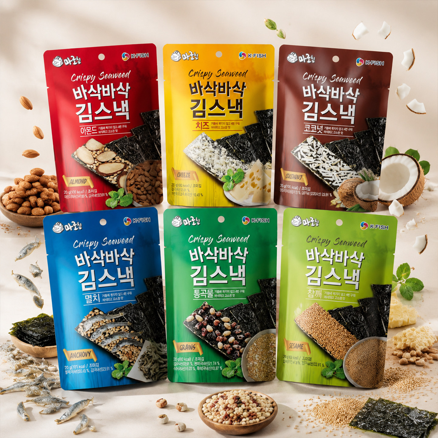 WORAM酥脆夹心海苔韩国进口非油炸健康零食追剧全家分享零食20g