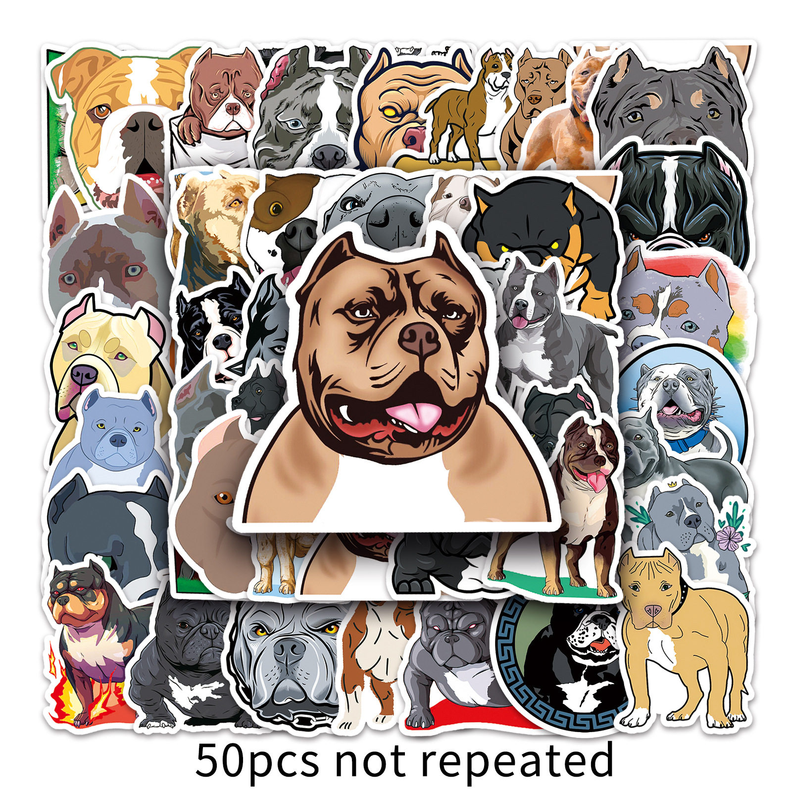 50张不重复 恶霸犬涂鸦贴纸 卡通动物个性贴 手机行李箱机车diy贴