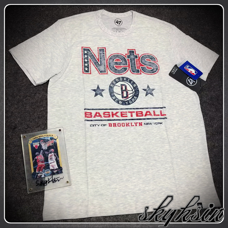 US直输47 Brand 篮网城市版复古t恤 新泽西网队短袖崔永熙曾凡博