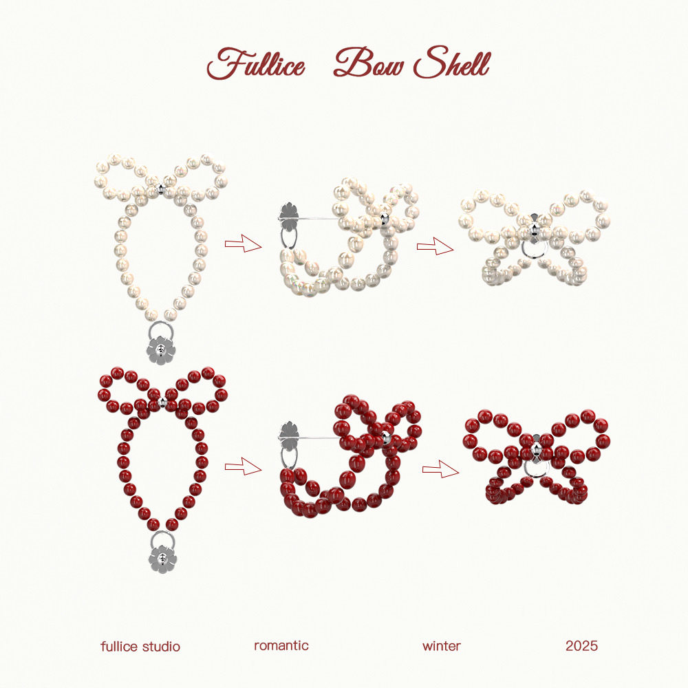 FULLICESTUDIO蝶语原创新款珍珠耳钉蝴蝶结耳环红色圣诞节耳饰,饰品/流行首饰/时尚饰品新,耳钉,淘宝优惠券,粉丝福利购,淘宝优惠卷
