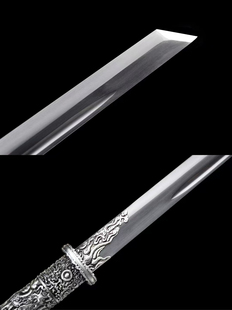 龙泉唐刀龙凤檀木做旧装具长款素风唐横刀把玩收藏未开刃一体锻打