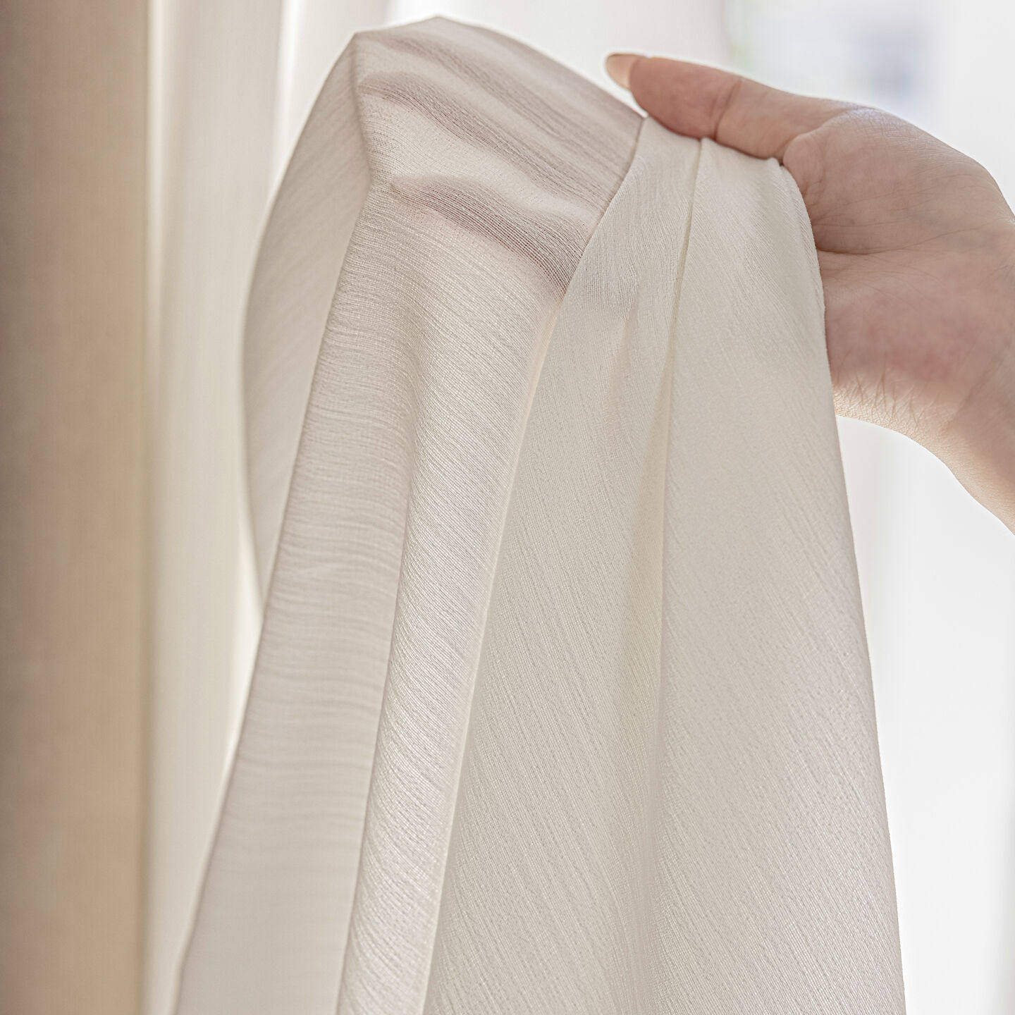 奶油色法式棉柔云绸提花纱客厅卧室书房飘窗窗纱窗帘定制 卡洛