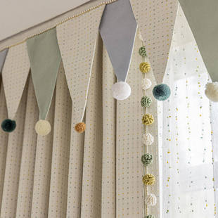 25年新款 奶油多巴胺ins儿童房女孩男孩房全遮光窗帘飘窗帘头定做