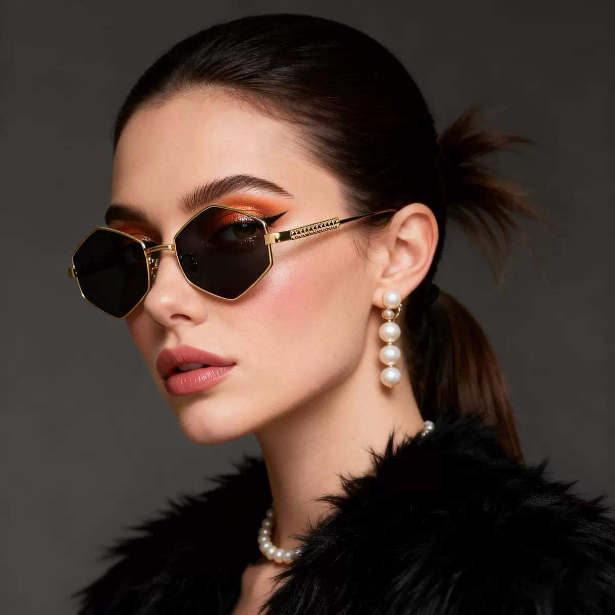 复古菱形墨镜女90年代时髦简约百搭遮脸显脸小太阳眼镜酷飒凹造型