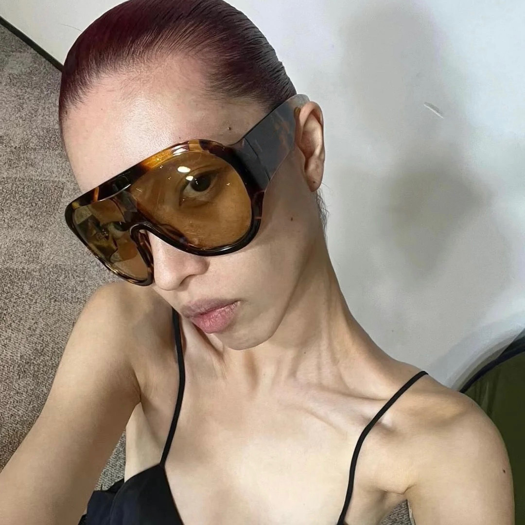 欧美一片式连体飞行员式超大框太太阳眼镜
