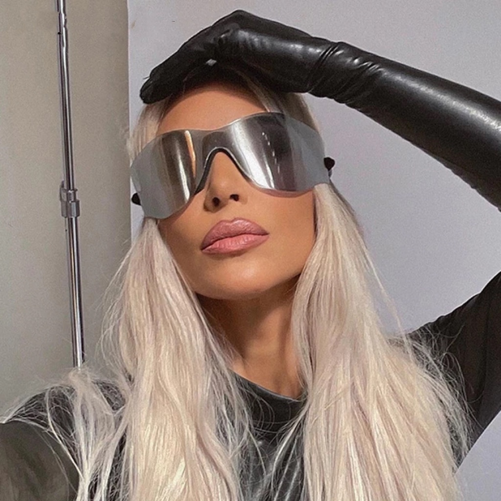 未来科技感银色墨镜kanye男女同款潮酷欧美街头嘻哈夸张太阳眼镜