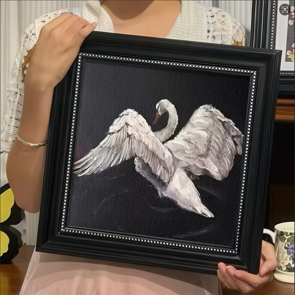 砂岩装饰画天鹅挂画玄关