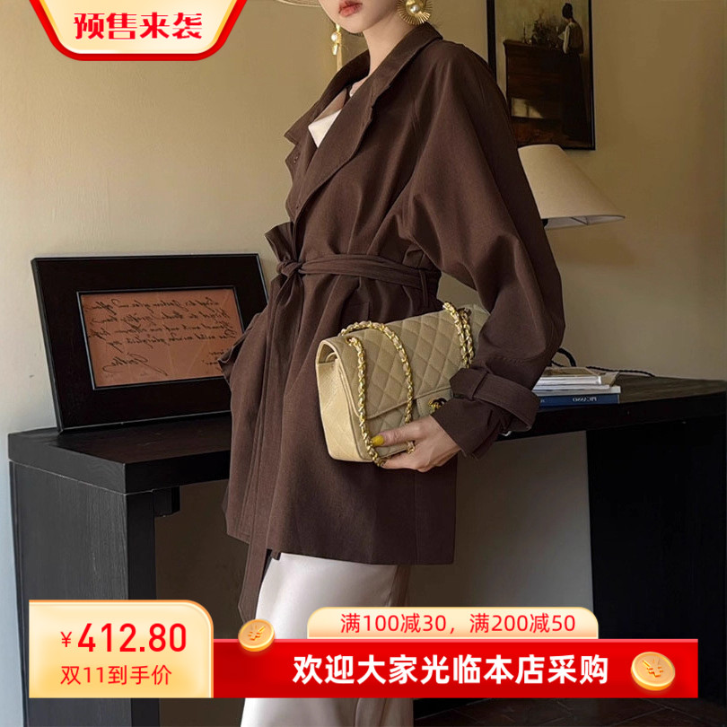 【諾丁山旧梦】风衣外套女秋冬韩系气质立领通勤短款大衣