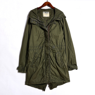 女装 长袖 韩版 连帽拉链设计中长款 纯色风衣外套潮 时尚 2025年春秋季