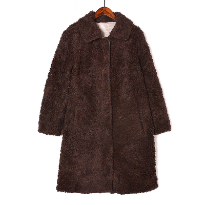 冬季仿皮草羊羔绒大衣时尚简约翻领单排扣中长款加厚保暖毛毛外套