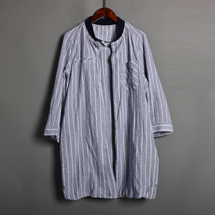 韩版 百搭无扣开衫 宽松休闲上衣条纹日常衬衣 衬衫 2026年春夏长袖