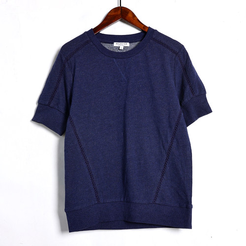 2026年夏季新品日系时尚宽松休闲纯色百搭基础款短袖镂空T恤上衣