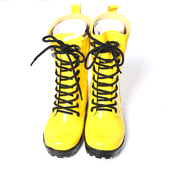 时尚 炸街骑士女短靴 马丁靴中帮鞋 英伦风雨靴亮面漆皮9孔个性 个性