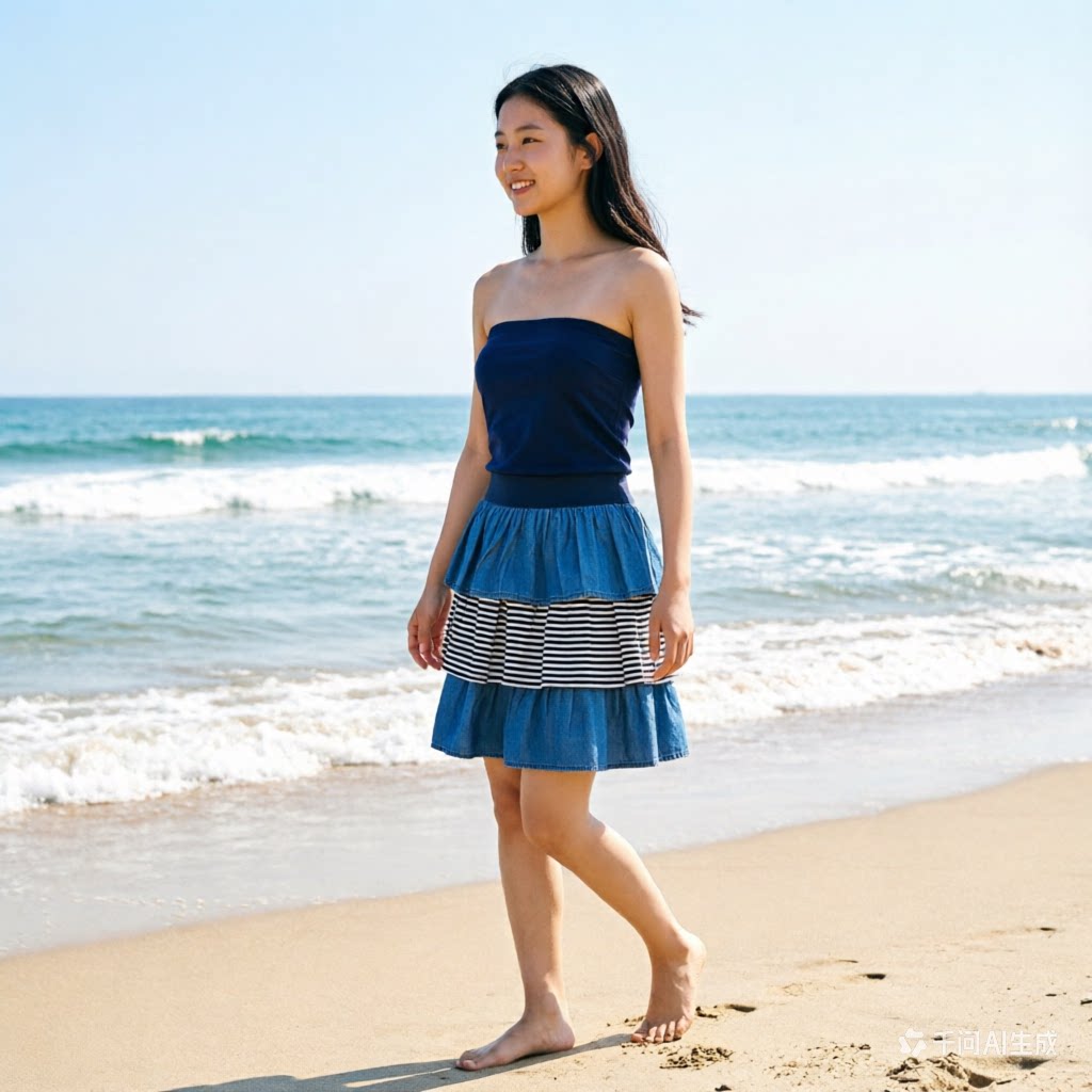 小个子拼接连衣裙女夏装新款设计感小众收腰显瘦修身抹胸连衣裙图片