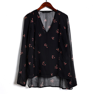 薄款 女士防晒小衫 V领雪纺衫 宽松休闲百搭长袖 罩衣 韩版 2026年夏季