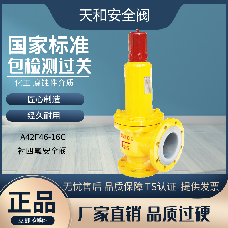 天和A42F46-16C衬氟弹簧式安全阀