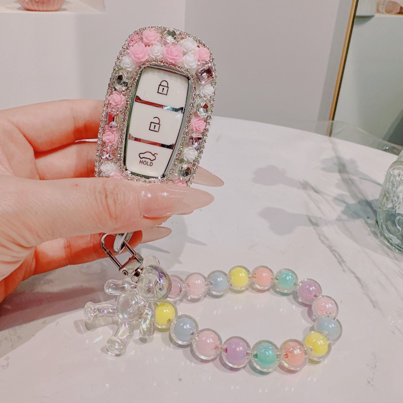 适合现代领动菲斯塔钥匙套全包女小清新简约风小熊名图车钥匙扣壳