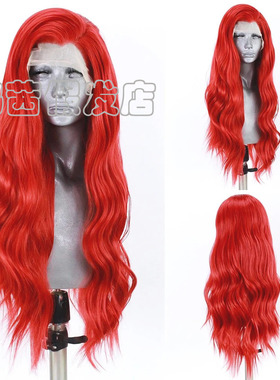 红色长卷前蕾丝化纤假发头套Wave synthetic lace front wig COS