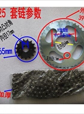 钱江摩托车配件QJ125-19/26畅跑 捷达JD125套链链轮牙盘链条