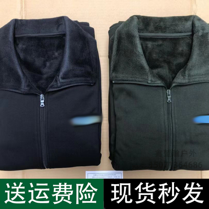 冬季长袖体能训练服套装户外运动加绒加厚保暖藏青色长裤运动服男