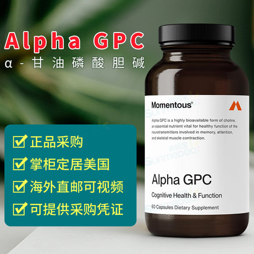 美国直邮 Momentous 胆碱来源 Alpha GPC 认知健康功能肌肉 60粒