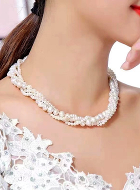 天然淡水多层叠戴巴洛克异形珍珠