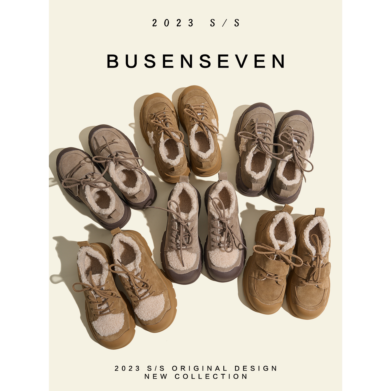 柒步森林反毛皮厚底户外毛毛鞋