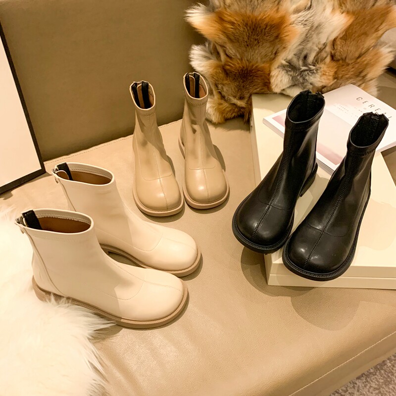 柒步森林百搭网红显瘦瘦靴弹力短靴马丁靴子女秋冬单靴2026年新款