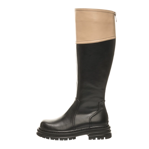 Высокие сапоги с молнией, демисезонные ботинки на платформе, в стиле Шанель, из натуральной кожи