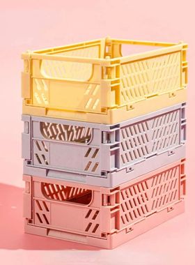 Plastic Foldable Storage Crate Folding Box Basket Stackable