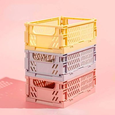 Plastic Foldable Storage Crate Folding Box Basket Stackable
