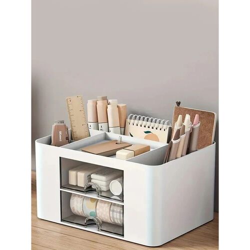 Pen Organizer With 2 Drawer Multi-Functional Pencil Hold