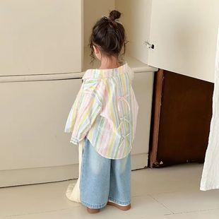 2025 Spring New Korean Bowknot Shirts for Baby Girls