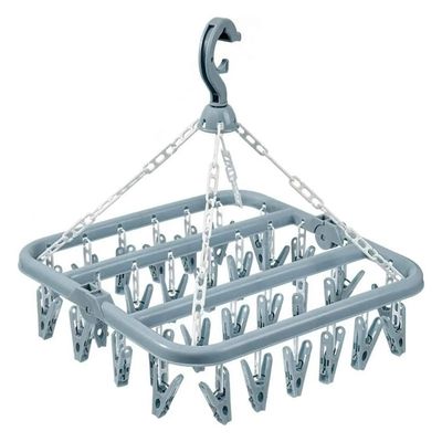 Foldable Drip Hanger with 32 Clips - Plastic Hanging Drying