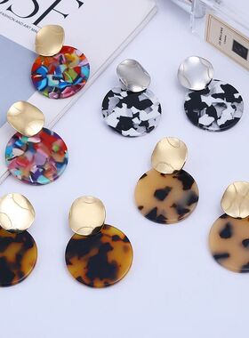 2025 Trendy Fashion Round Tortoiseshell Acetate Clip On Earr