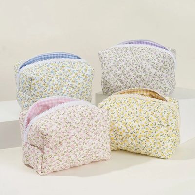 Storage Organizer Floral Puffy Quilted Makeup Bag Flower