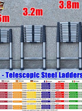Ladders Extendable Telescopic 2.6M-5M Heavy Duty Multi Purpo