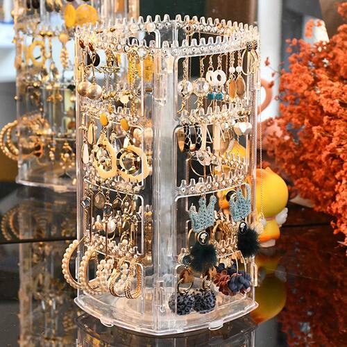 Rotating Jewelry Storage Box 2025 Earring Display