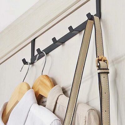 Home Iron Door Behind 5 Hook, Metal Clothing And Hat Organiz