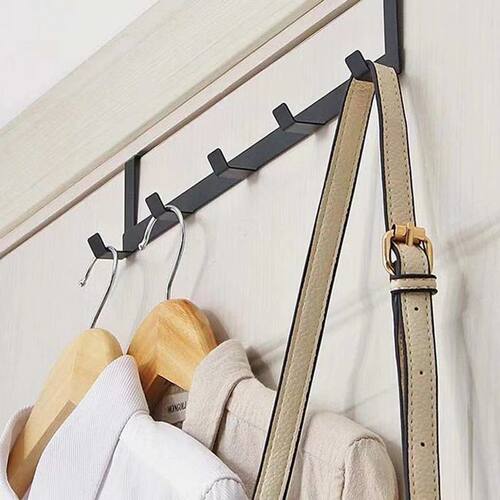 Home Iron Door Behind 5 Hook, Metal Clothing And Hat Organiz
