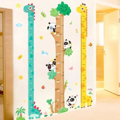 Cartoon Animals Height Measure Wall Sticker Giraffe Wallpape