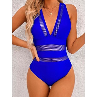 2025 Swimwear Piece Swimsu Patchwork One Mesh Sexy New Women