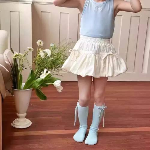 4-12Y Girls' Skirt Ballet Style Korean Bow Flower Bud Short