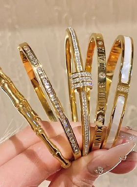 Titanium Steel Stainless Steel Inlaid Zircon Gold Plated