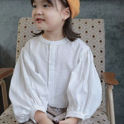 2025 Girls Casual Lantern Sleeve Shirt, Breathable Chic Top