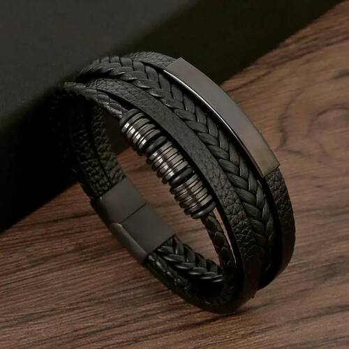 Classic Men's Leather Bracelet New Style Hand-woven Multi-la