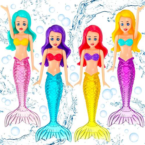 4 Pieces Mermaid Dive Toys Mermaid Bath Toys Colorful Mermai