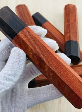 1piece Red Sandalwood + Ebony Octagonal Knife Handle for DIY