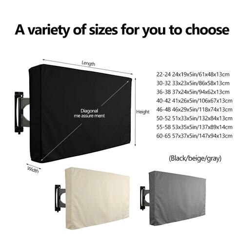 Outdoor TV Screen All-Purpose Dust Cover Black LCD Televisio